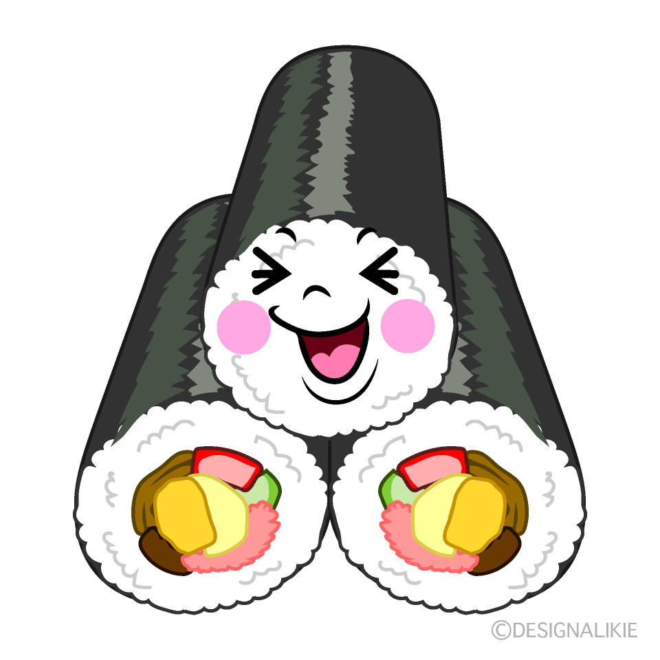 かわいい笑う恵方巻きイラスト