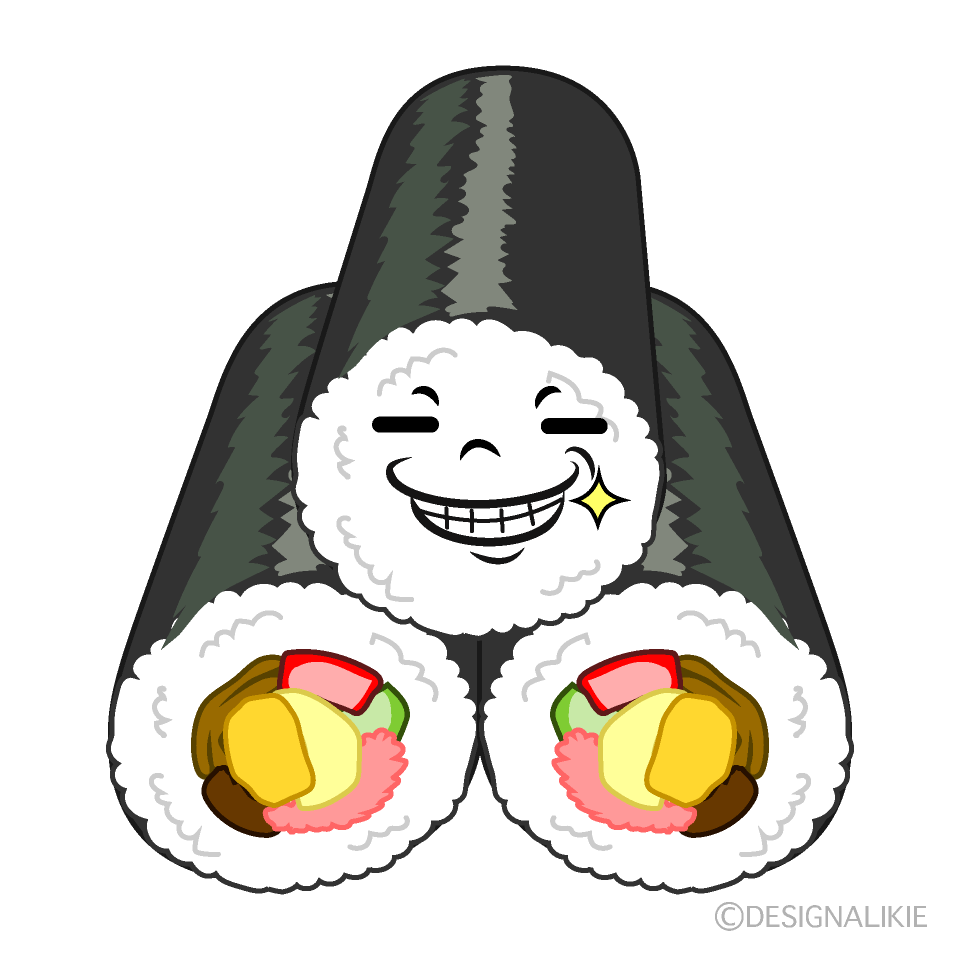 かわいいニヤリの恵方巻きイラスト