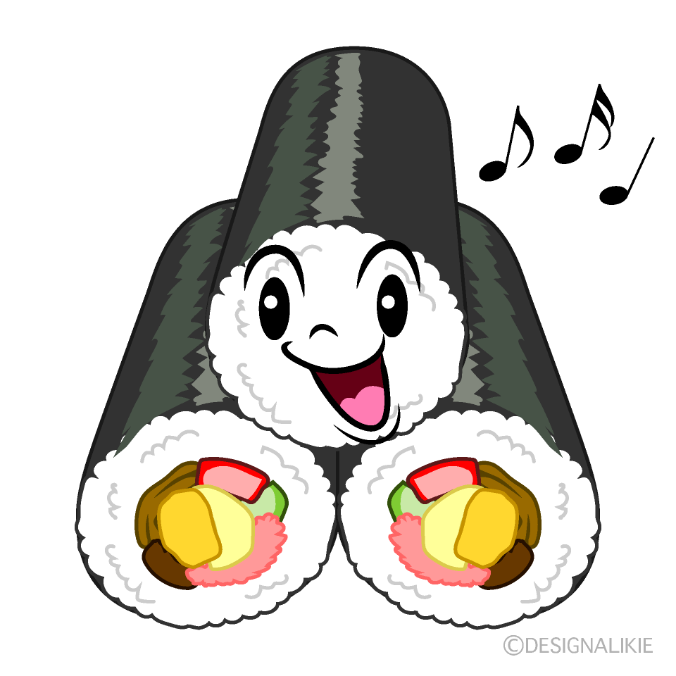 かわいい歌う恵方巻きイラスト