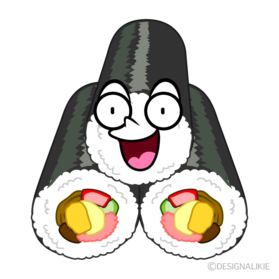 かわいい驚く恵方巻きイラスト