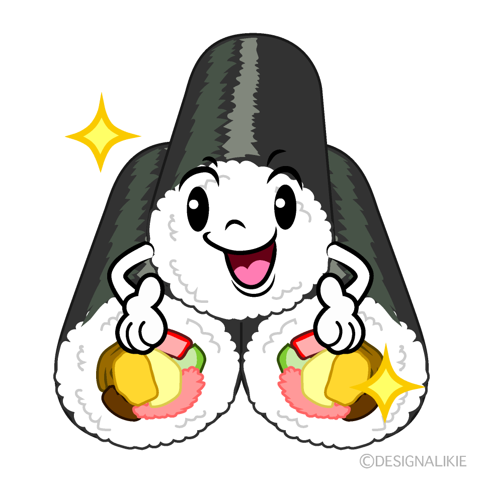 かわいい煌く恵方巻きイラスト