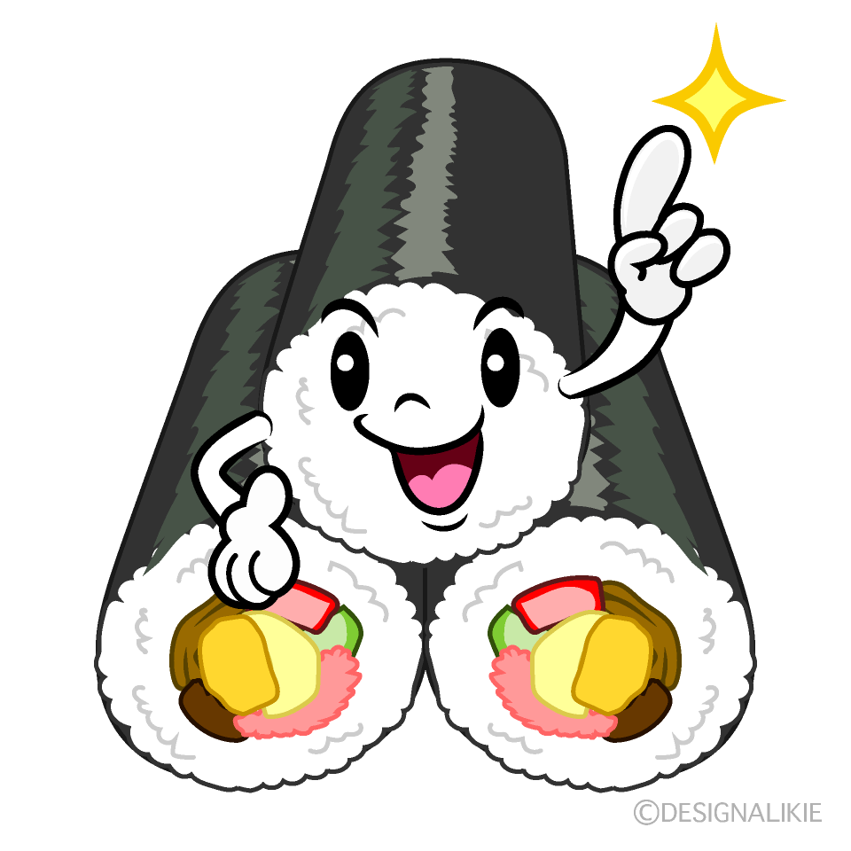 かわいい指差す恵方巻きイラスト