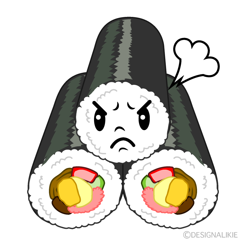 かわいい怒る恵方巻きイラスト