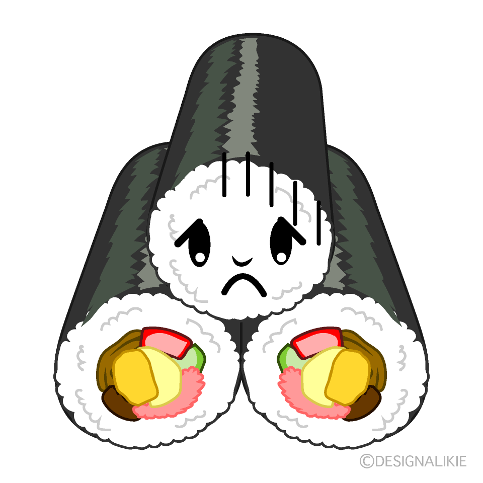 かわいい落ち込む恵方巻きイラスト