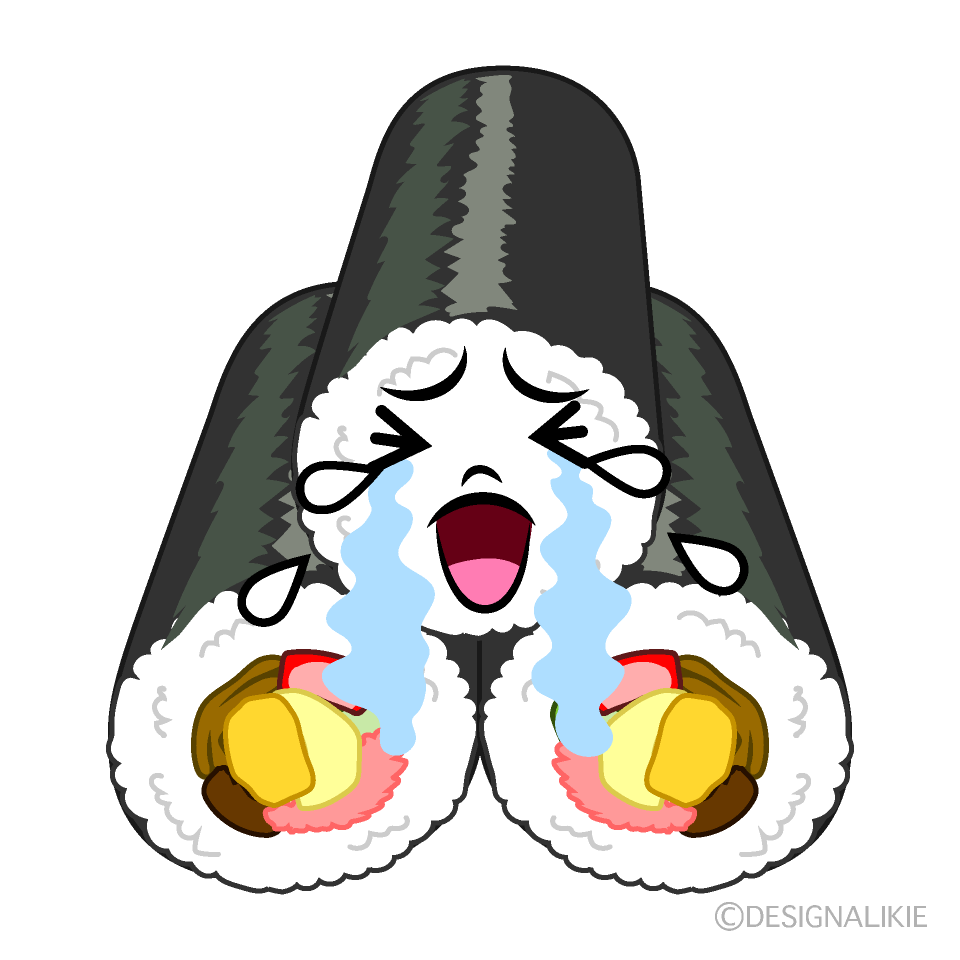 かわいい泣く恵方巻きイラスト