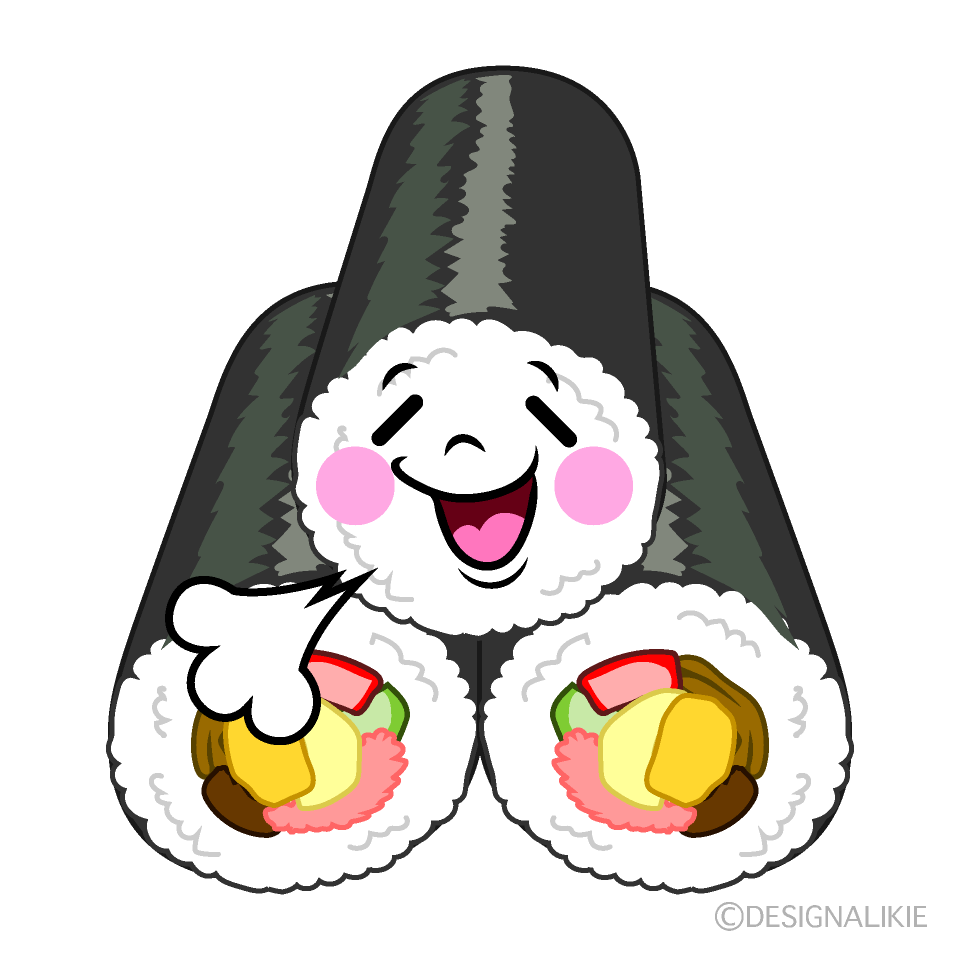 かわいいリラックスする恵方巻きイラスト