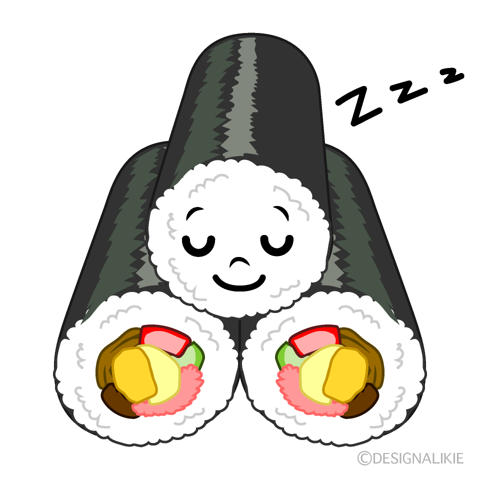 かわいい寝る恵方巻きイラスト