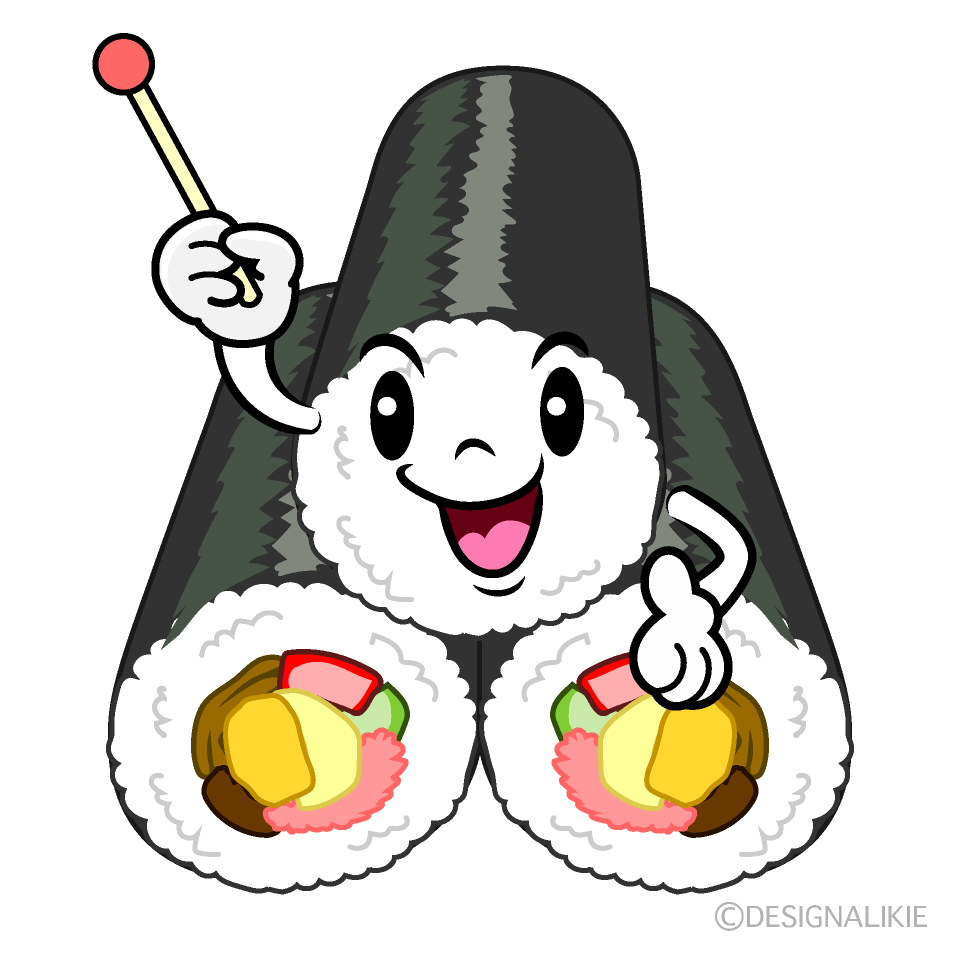かわいい説明する恵方巻きイラスト