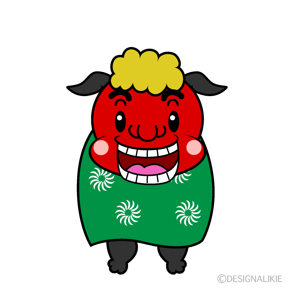 かわいい驚く獅子舞イラスト