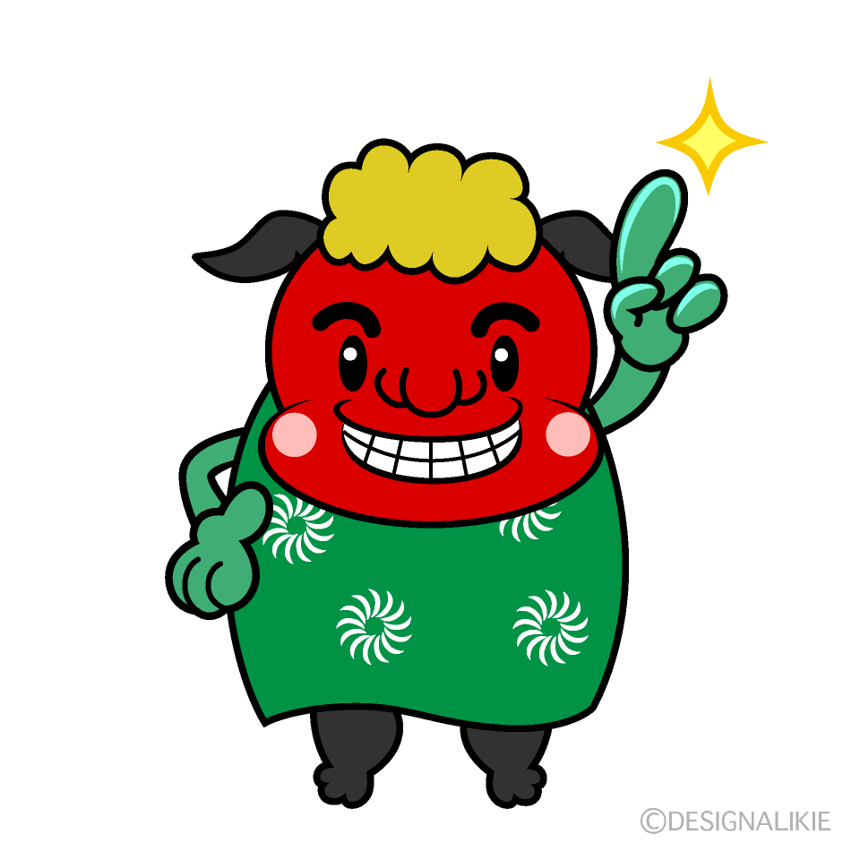 かわいい指差す獅子舞イラスト