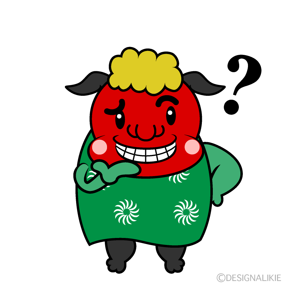 かわいい考える獅子舞イラスト