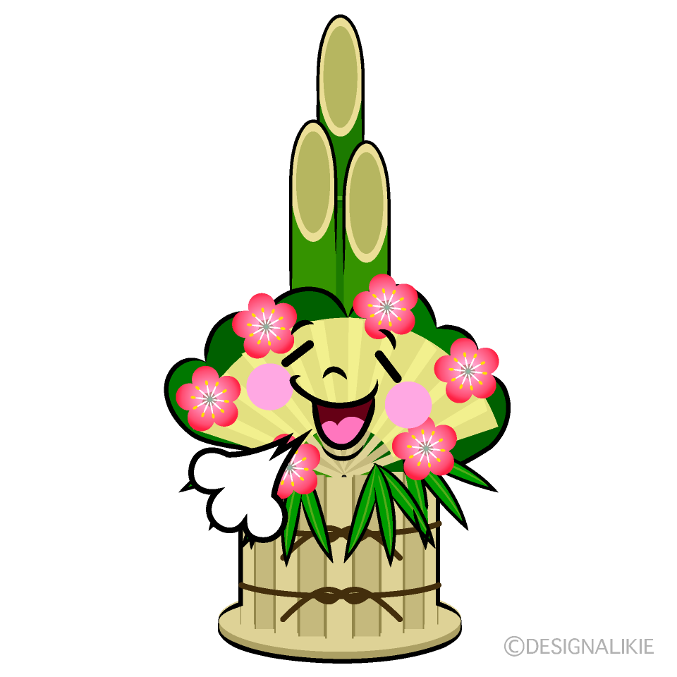 かわいいリラックスする門松イラスト