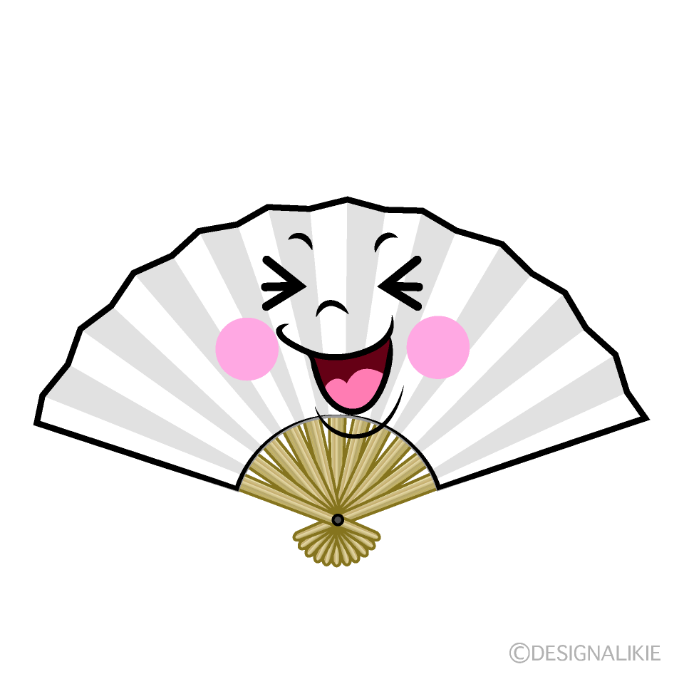 かわいい笑う扇子イラスト