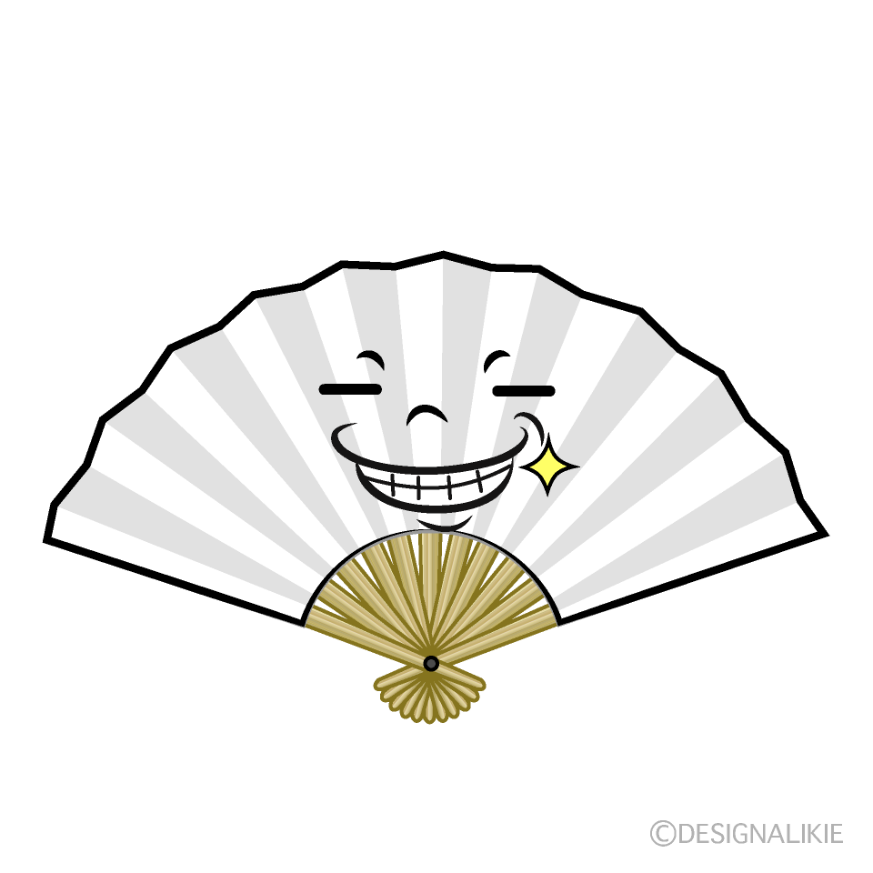 かわいいニヤリの扇子イラスト