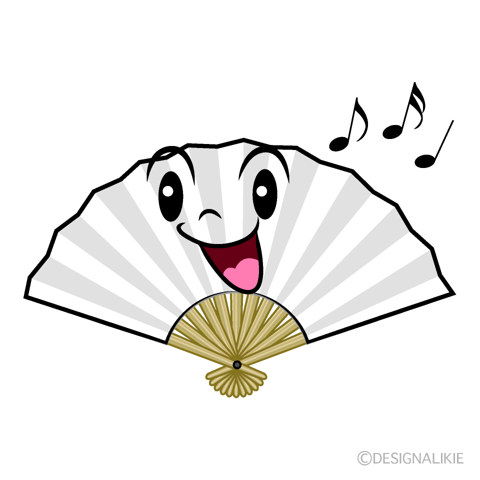かわいい歌う扇子イラスト