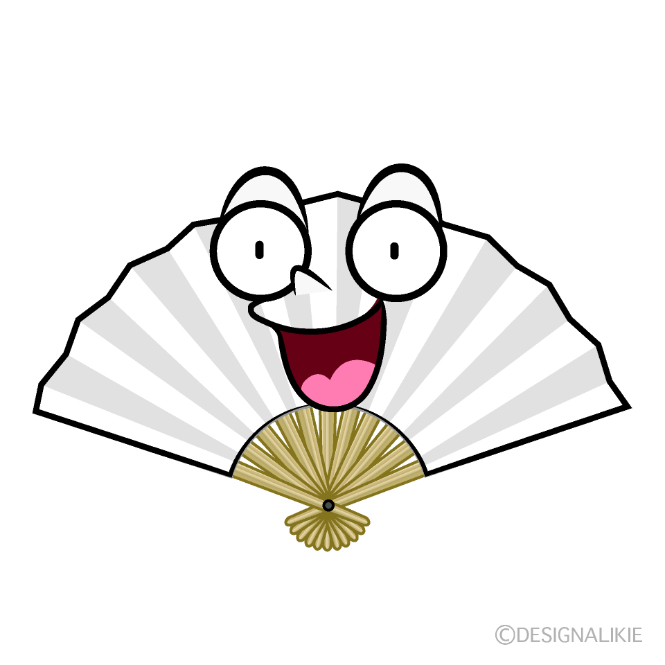 かわいい驚く扇子イラスト