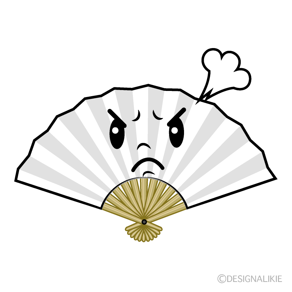 かわいい怒る扇子イラスト