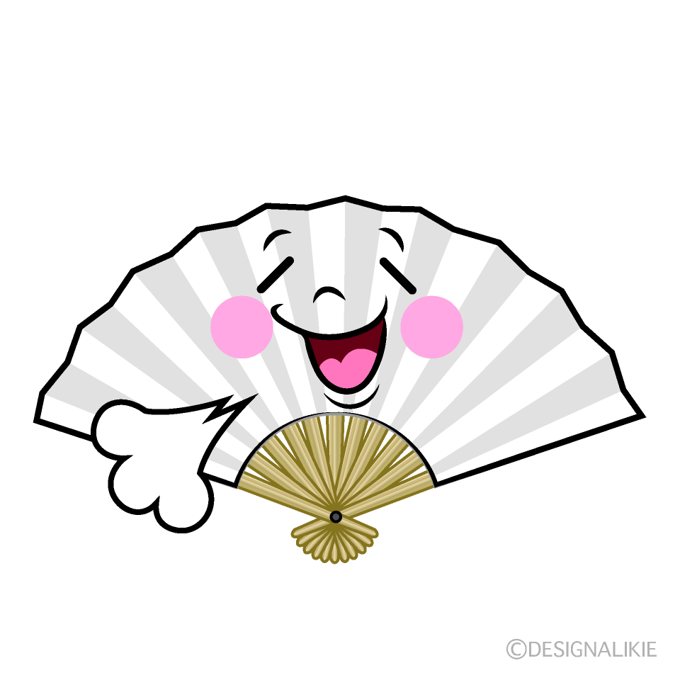 かわいいリラックスする扇子イラスト