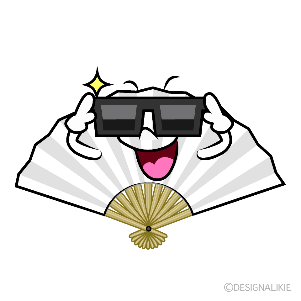 かわいいサングラスの扇子イラスト