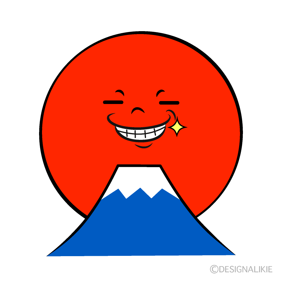 かわいいニヤリの初日の出イラスト