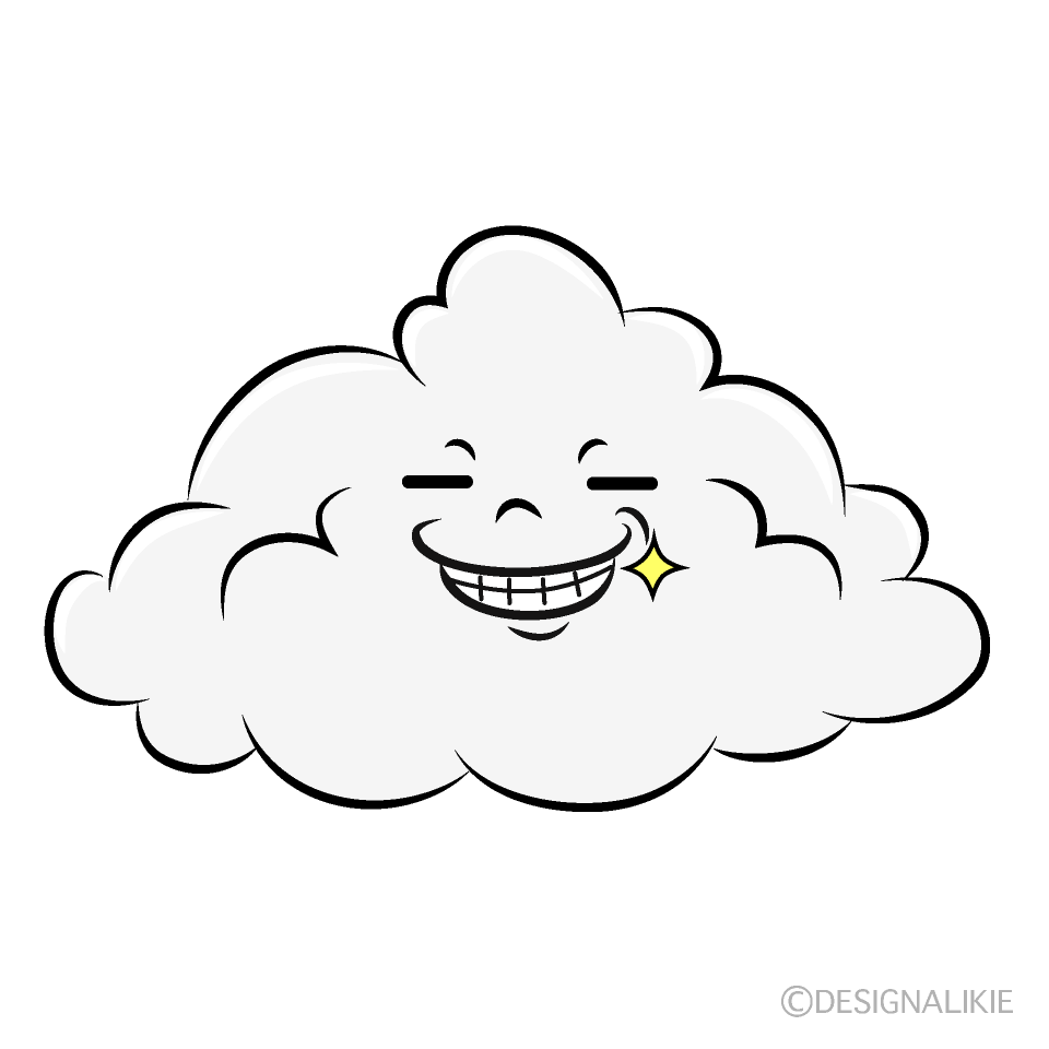 かわいいニヤリとする雲イラスト