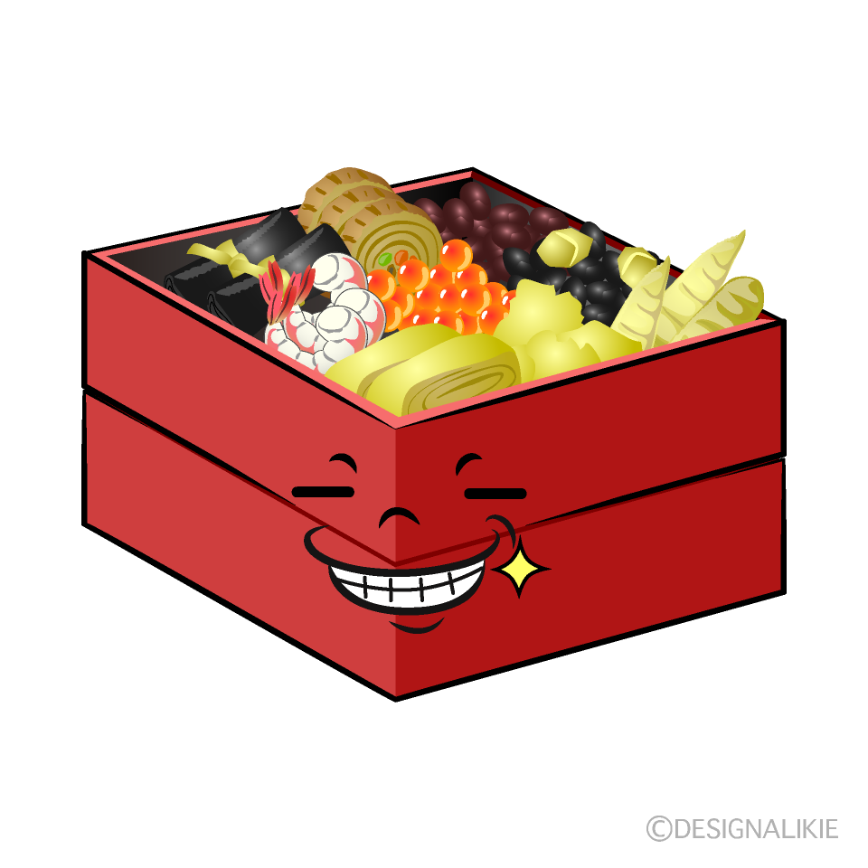 かわいいニヤリのおせちイラスト
