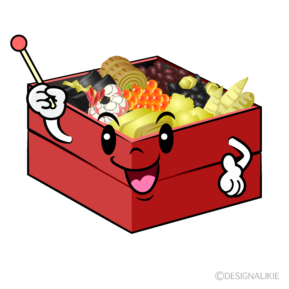 かわいい説明するおせちイラスト