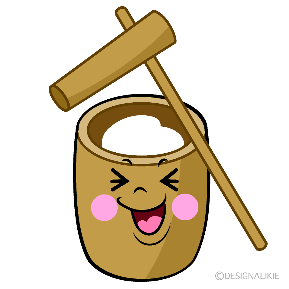 かわいい笑う餅つきイラスト