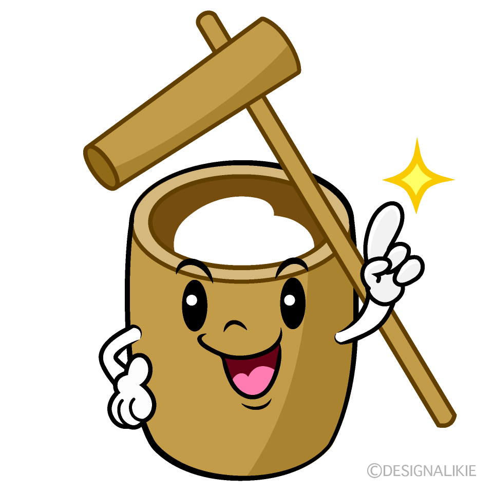 かわいい指差す餅つきイラスト