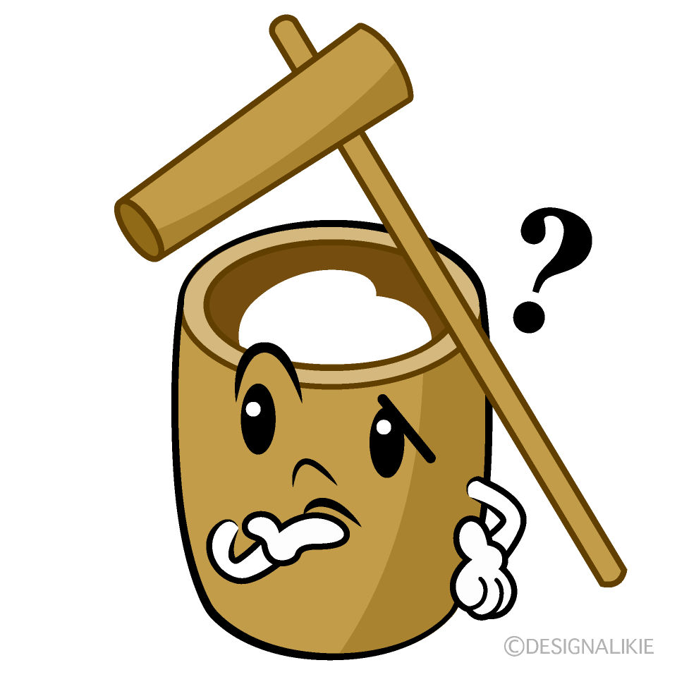 かわいい考える餅つきイラスト