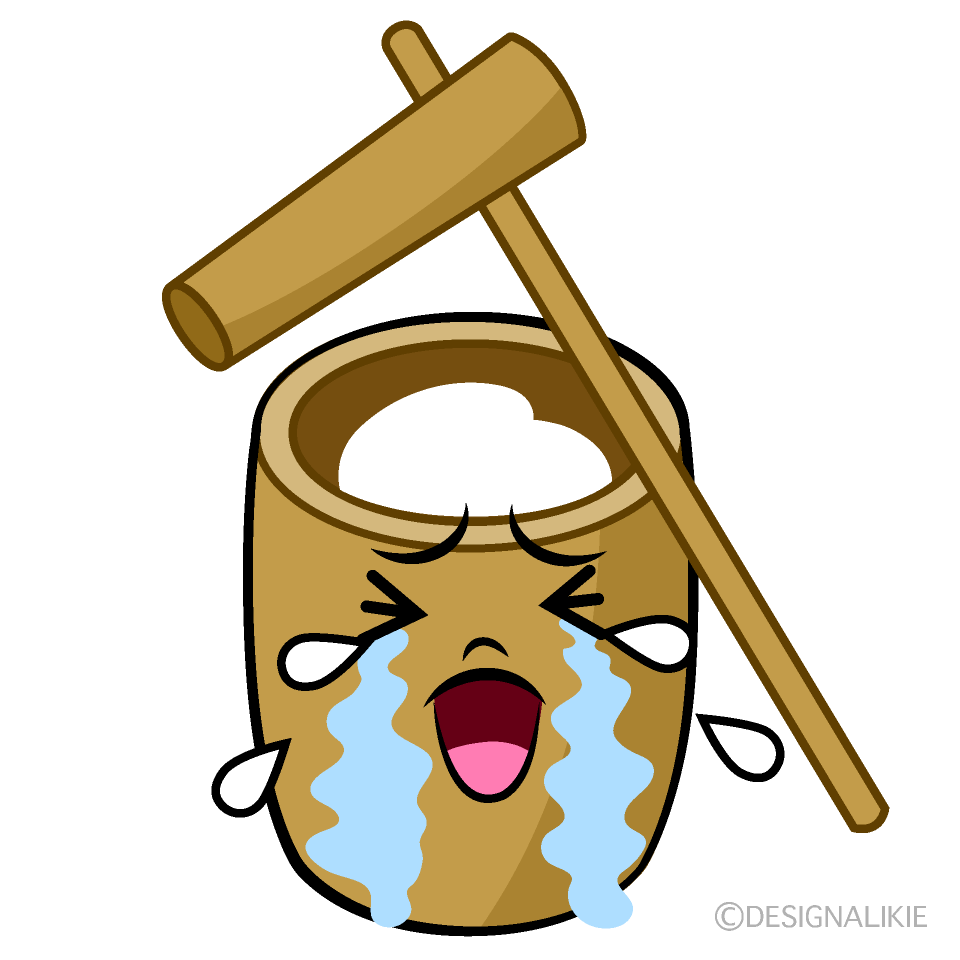 かわいい泣く餅つきイラスト