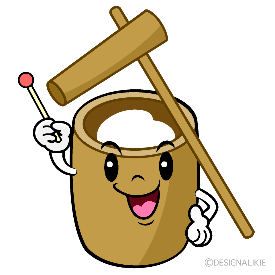 かわいい説明する餅つきイラスト