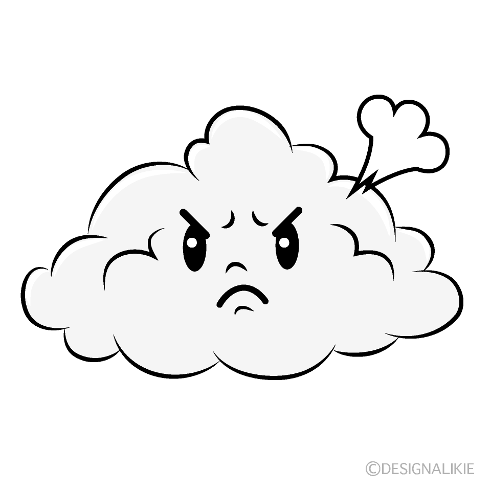 かわいい怒る雲イラスト