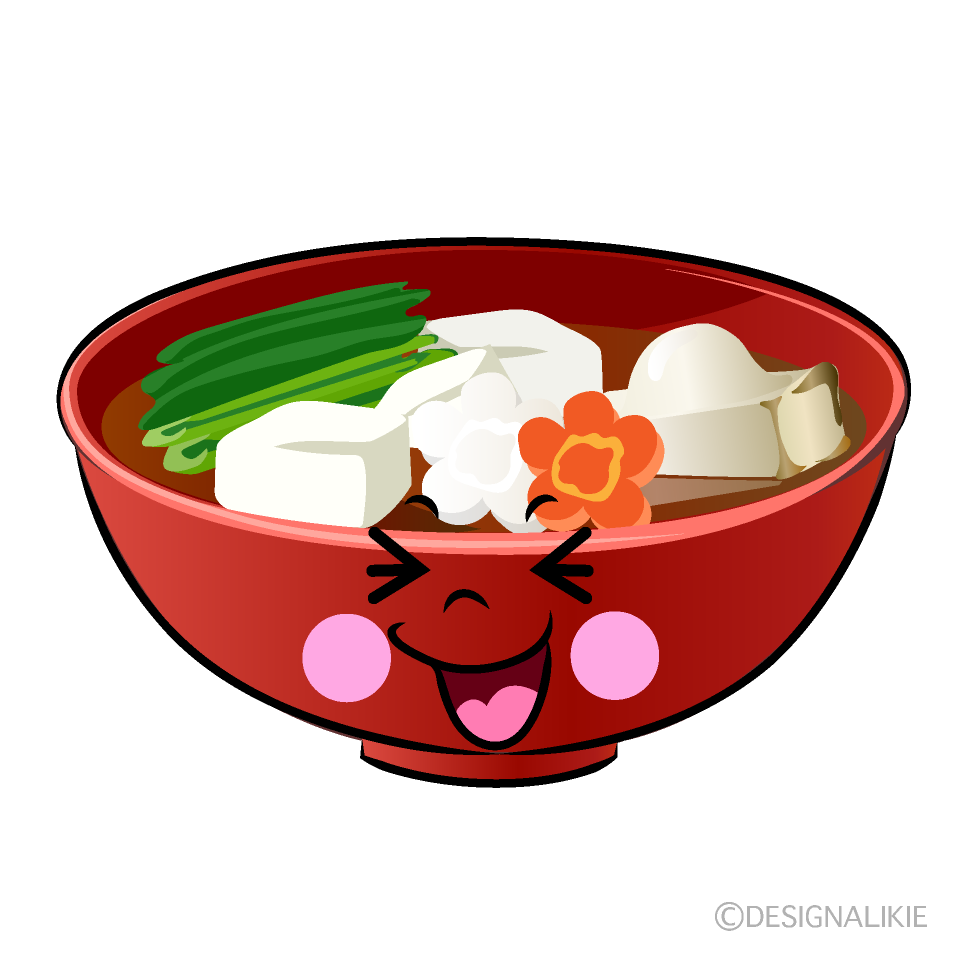 かわいい笑うお雑煮イラスト