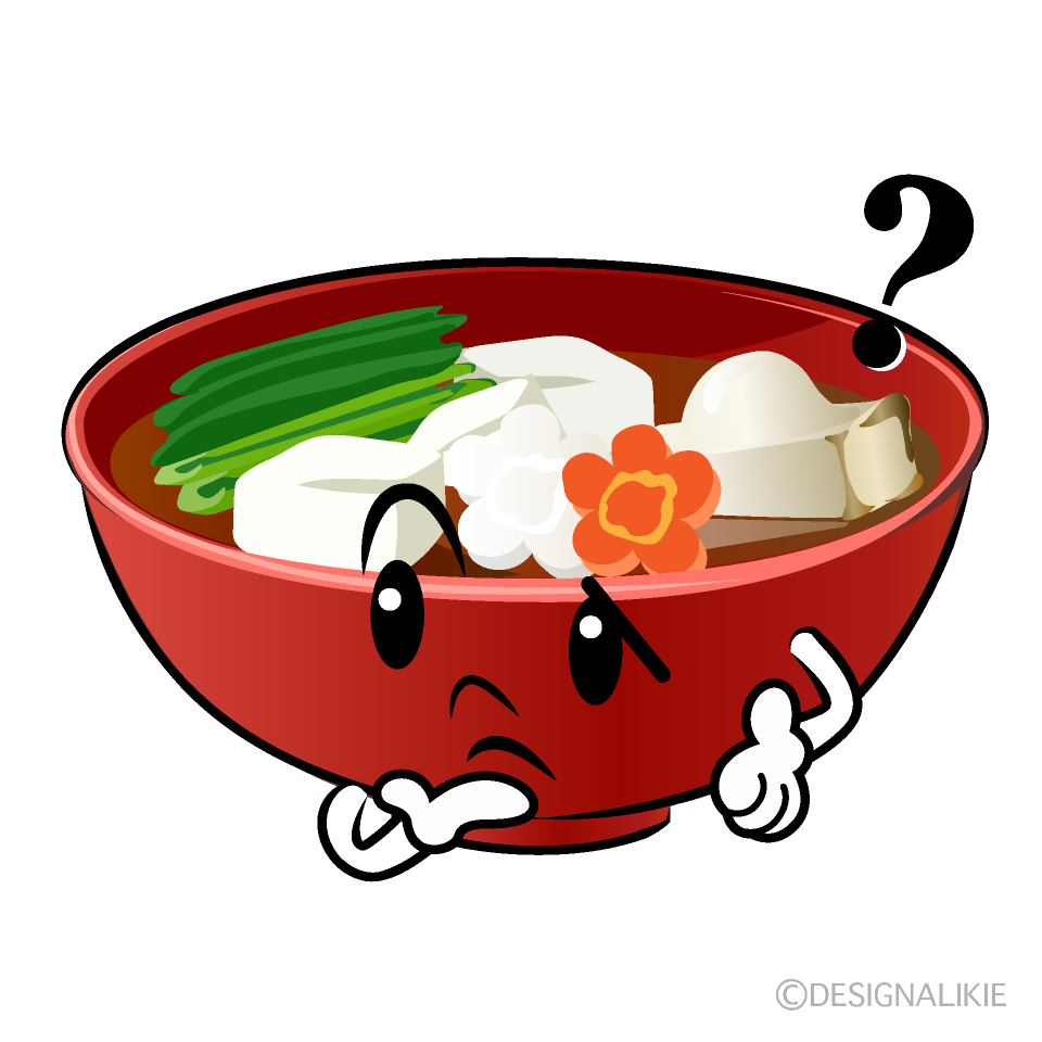かわいい考えるお雑煮イラスト