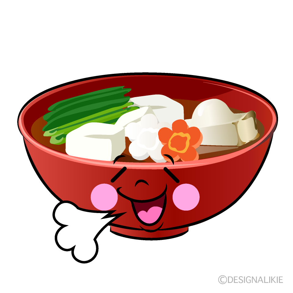 かわいいリラックスするお雑煮イラスト