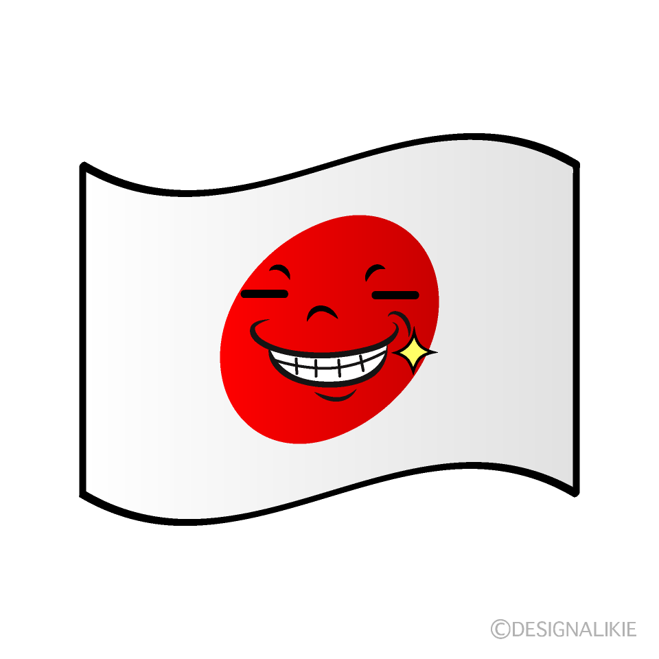 かわいいニヤリの日本国旗イラスト