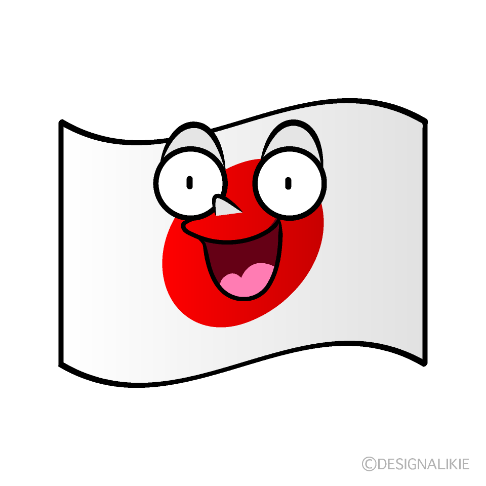 かわいい驚く日本国旗イラスト