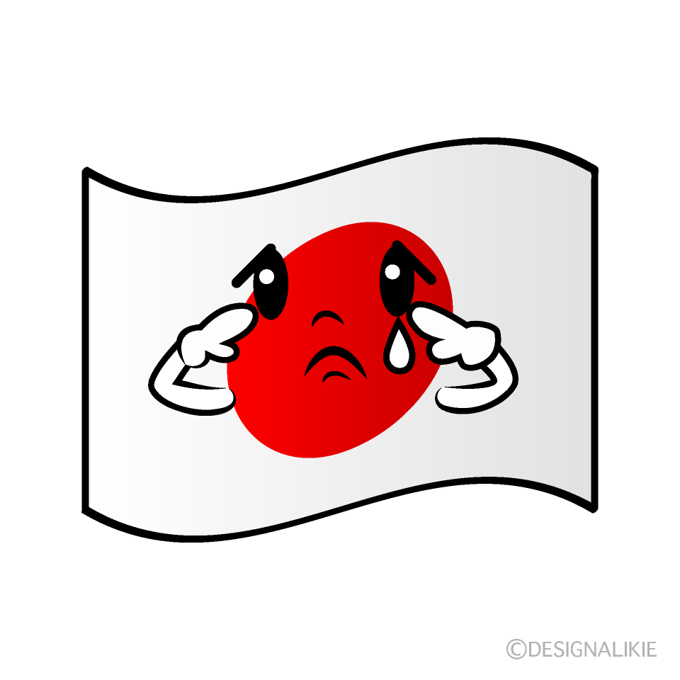かわいい悲しい日本国旗イラスト