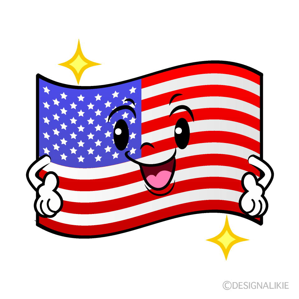 かわいい煌くアメリカ国旗イラスト