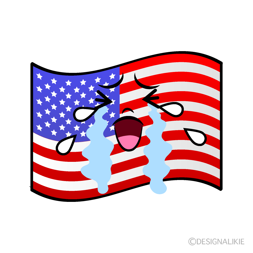 かわいい泣くアメリカ国旗イラスト