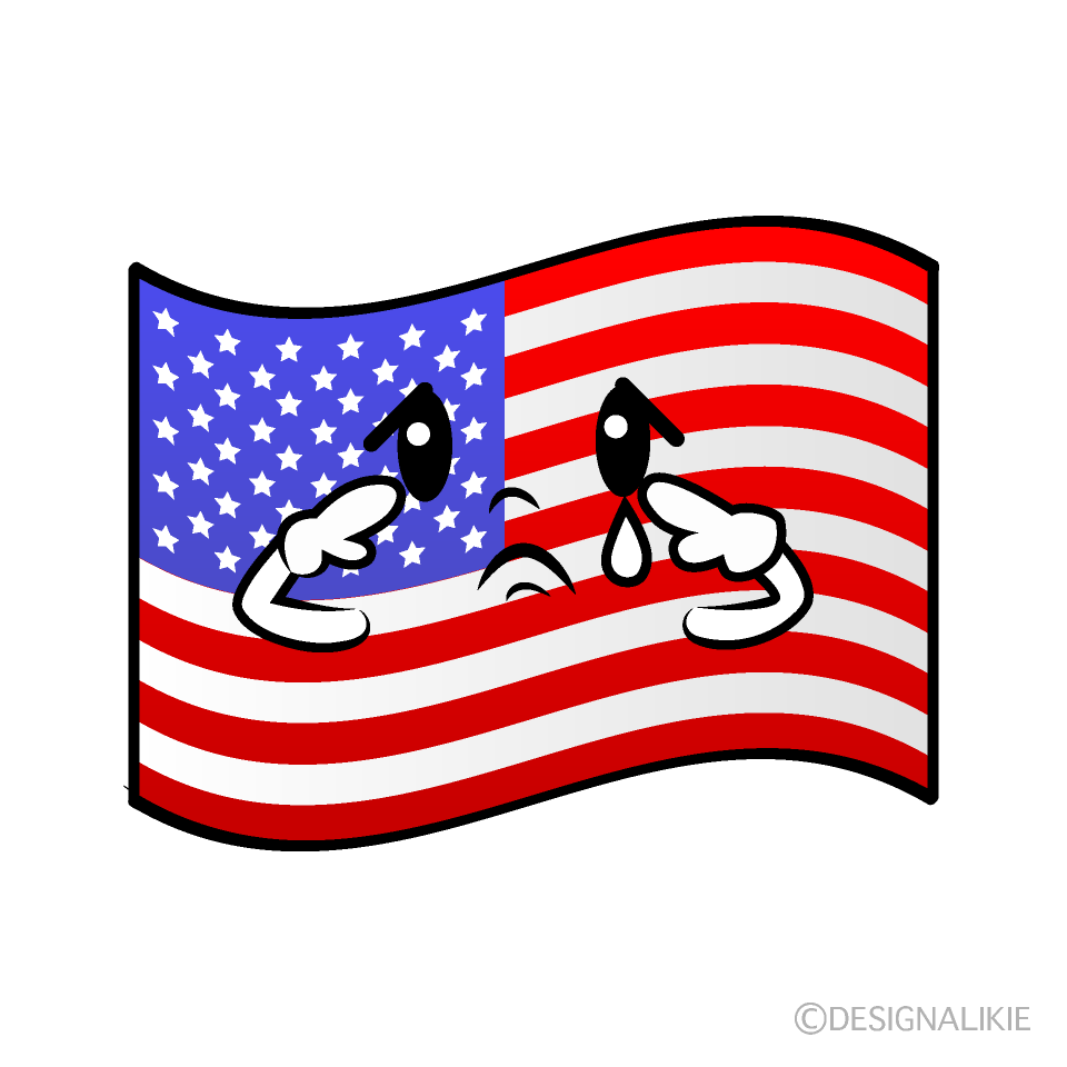 かわいい悲しいアメリカ国旗イラスト