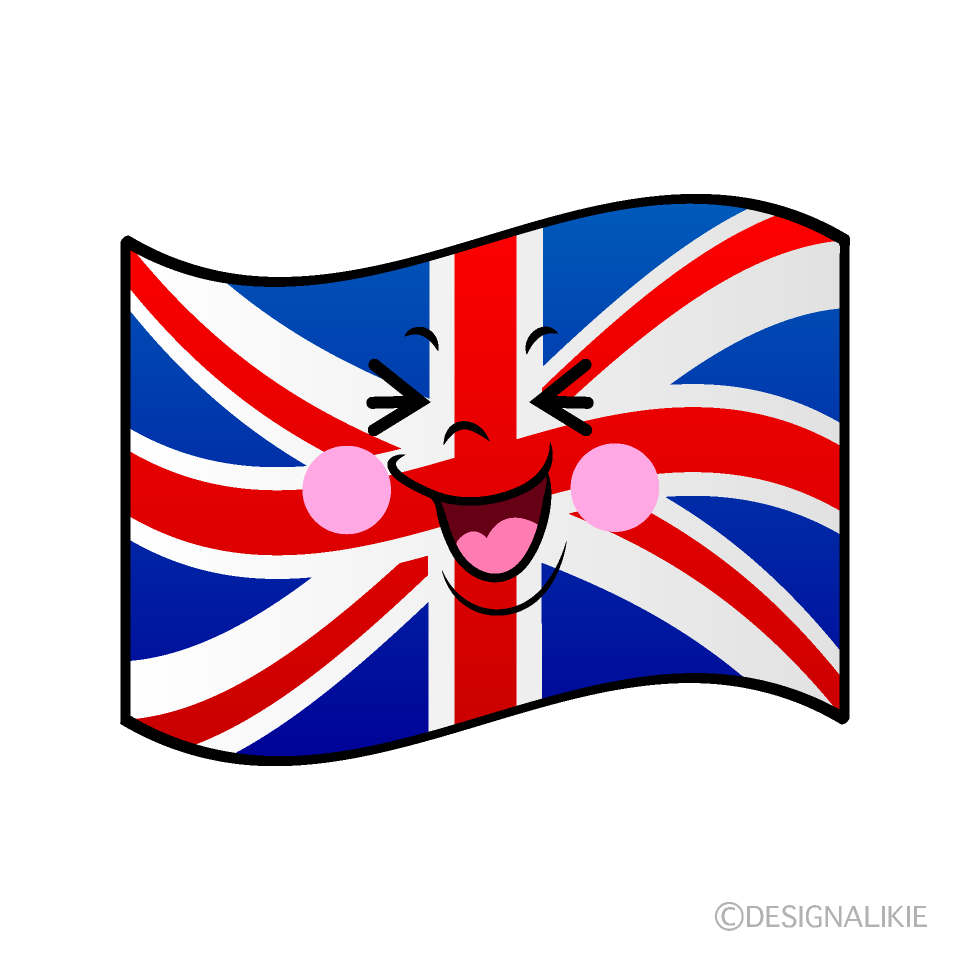 かわいい笑うイギリス国旗イラスト