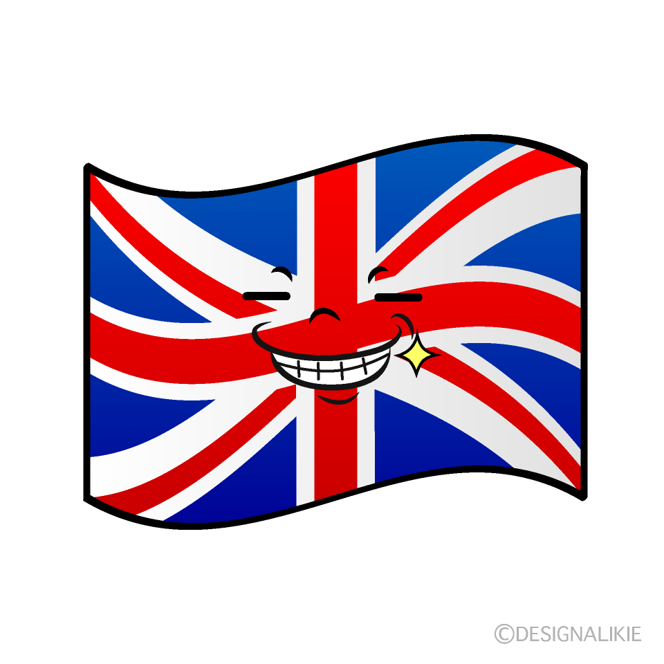 かわいいニヤリのイギリス国旗イラスト