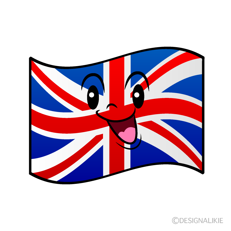 かわいい歌うイギリス国旗イラスト