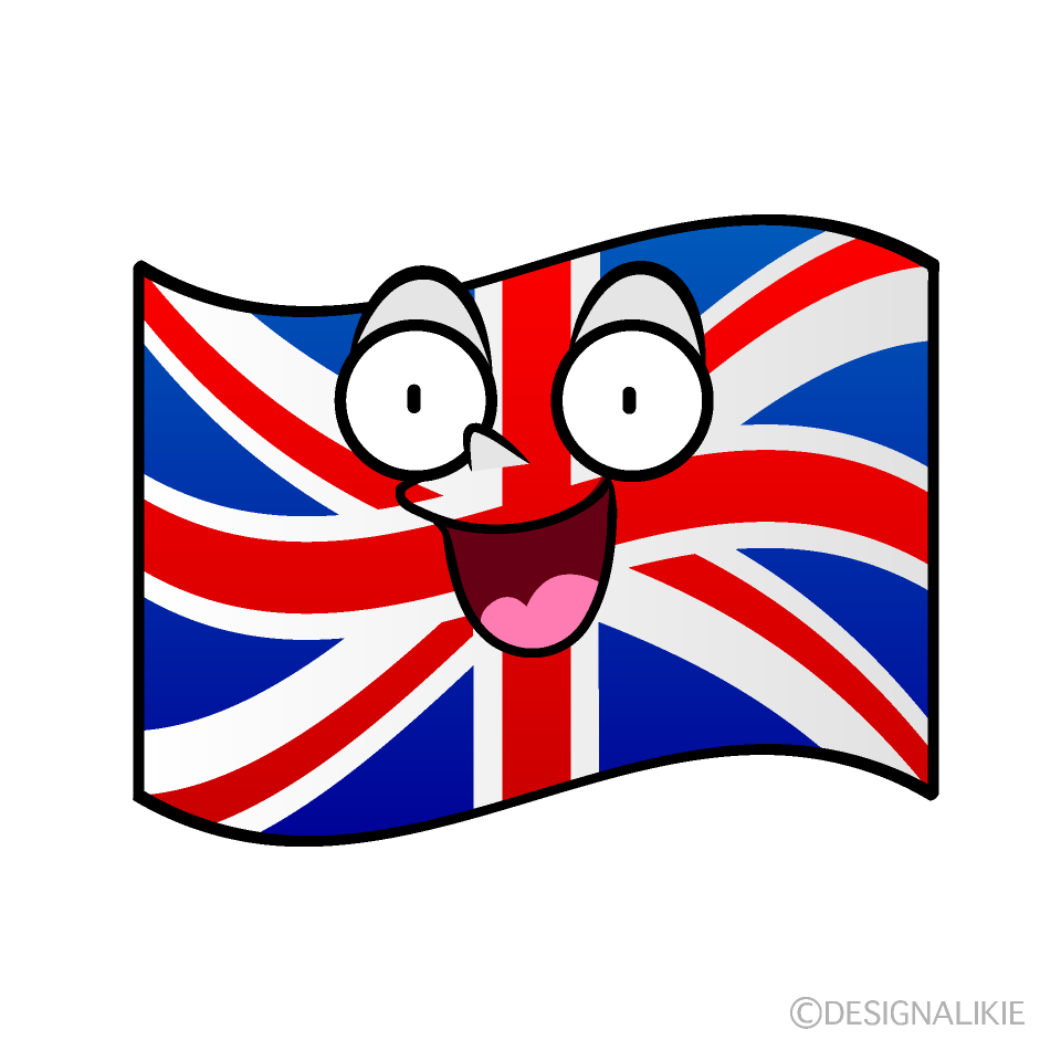 かわいい驚くイギリス国旗イラスト