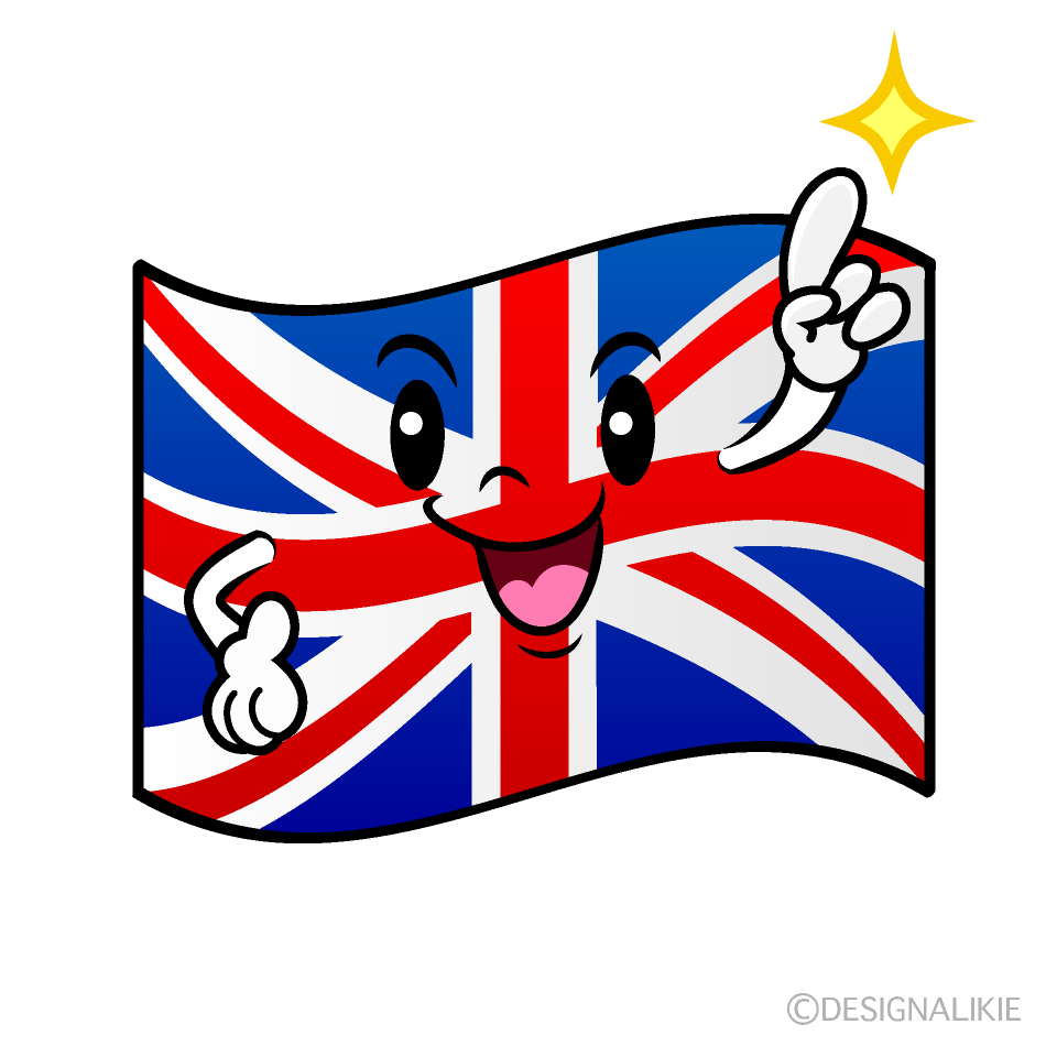 かわいい指差すイギリス国旗イラスト