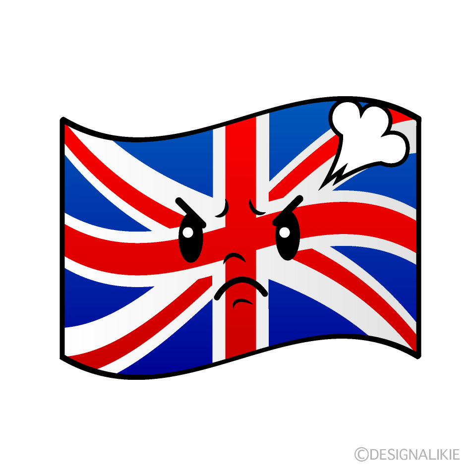 かわいい怒るイギリス国旗イラスト