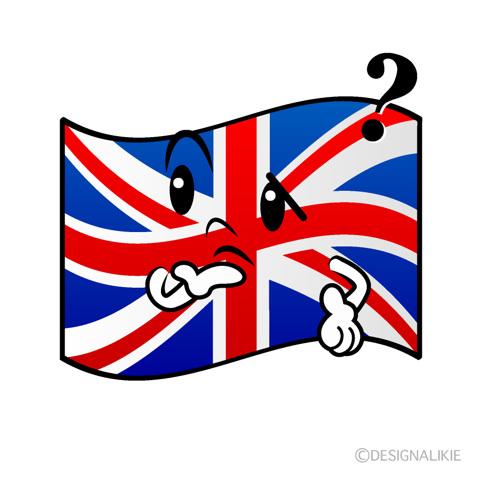 かわいい考えるイギリス国旗イラスト