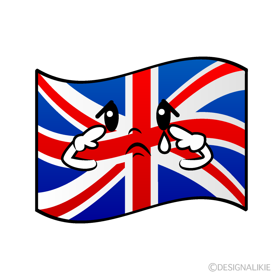 かわいい悲しいイギリス国旗イラスト